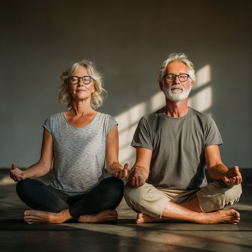 Група літніх людей на йозі